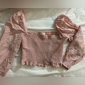 Aritzia Wilfred Pink Cropped Top